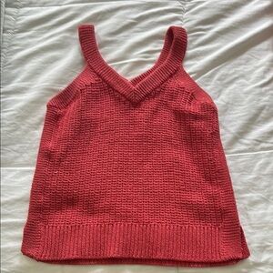 Madewell Red V-Neck Knit Sweater